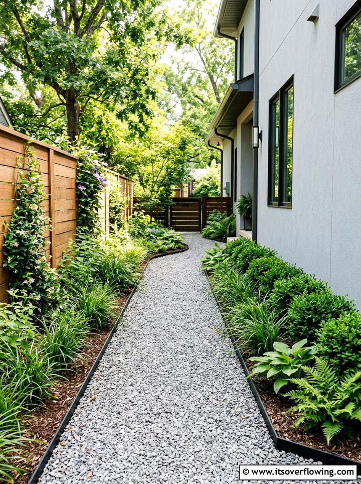 Narrow Gravel Walkway - 25 garden design ideas for side yard strips