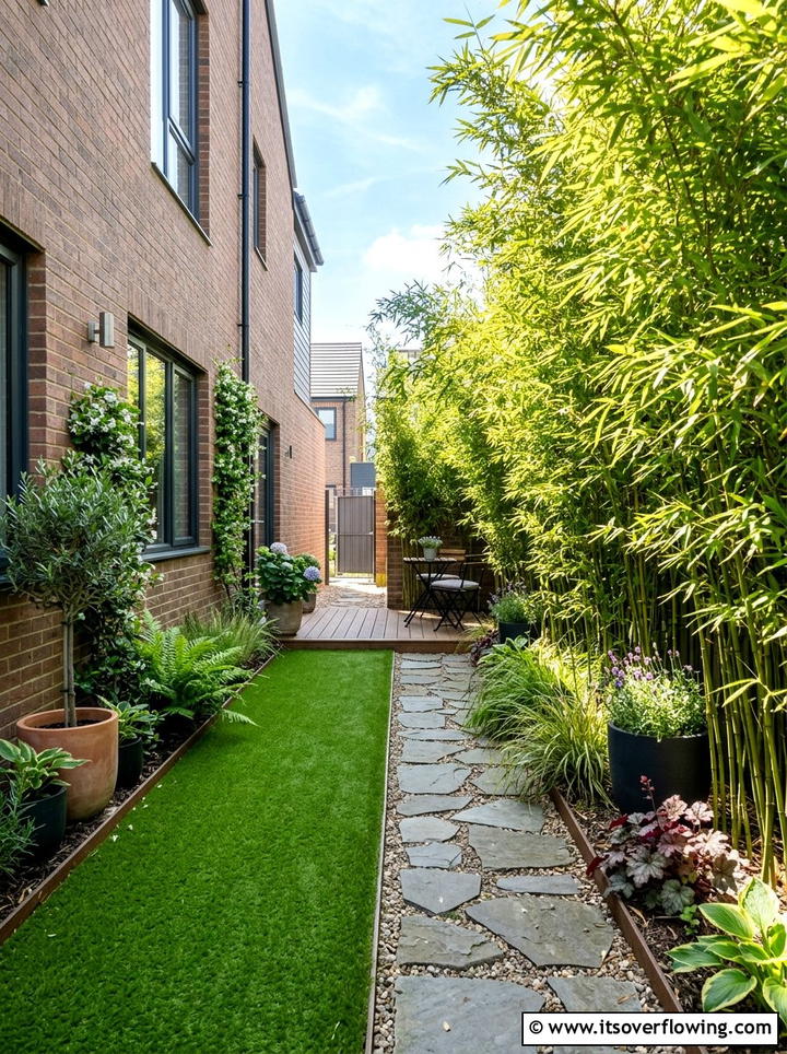 Narrow Urban Side Yard - 25 small garden ideas with artificial turf