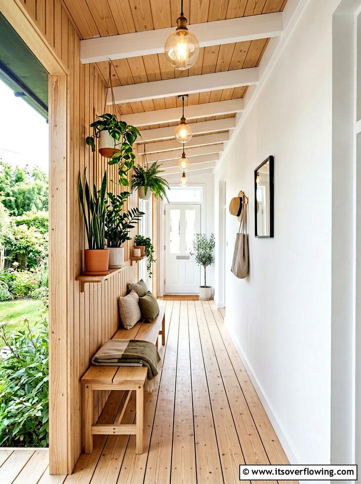 Narrow porch vertical wood planks - 25 front porch ideas with wood floor