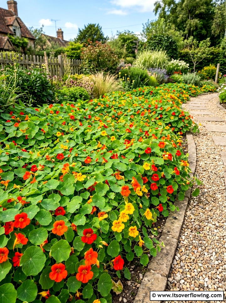 Nasturtium ground cover - 25 cheap garden ideas with seeds