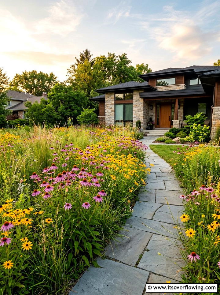 Native Meadow Front Yard - 25 garden ideas with wildflowers