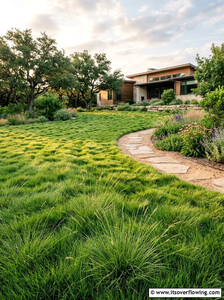 Native ornamental grass lawn - 25 cheap garden ideas with native plants