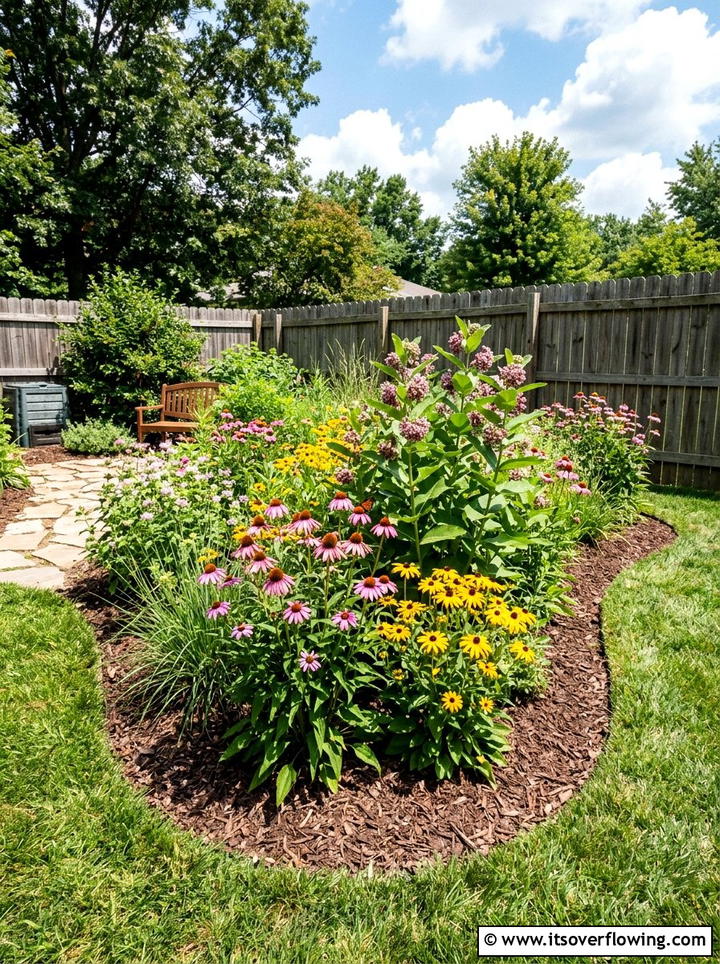 Native wildflower garden bed - 25 small garden ideas with pollinator plants