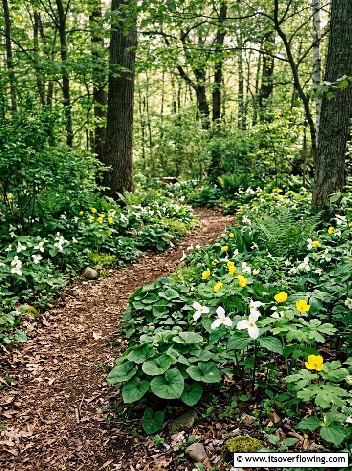 Native woodland garden under trees - 25 backyard ideas with native plants
