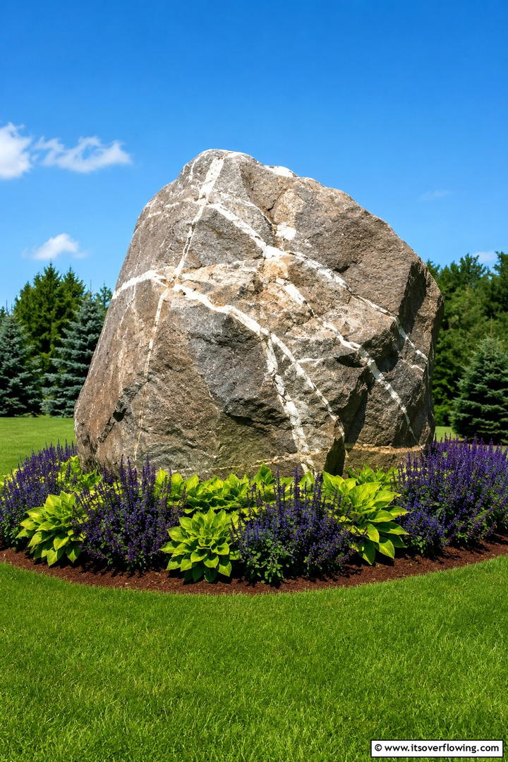 Natural Boulder Focal Point - 30 Stone Garden Ideas for Natural Outdoor Landscaping Designs