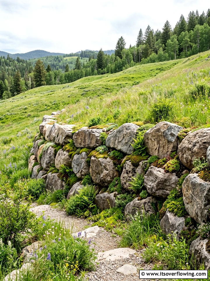 Natural Boulder Retaining Wall - 25 backyard ideas with retaining wall