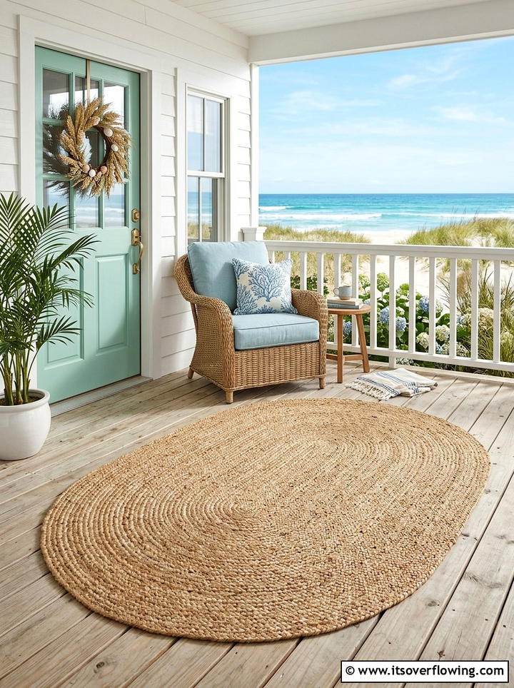 Natural Braided Jute Rug - 25 front porch ideas with doormat