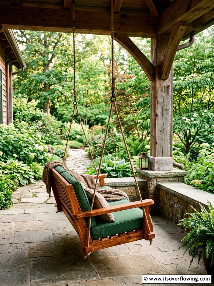 Natural Cedar Porch Swing - 25 front porch ideas with porch swing