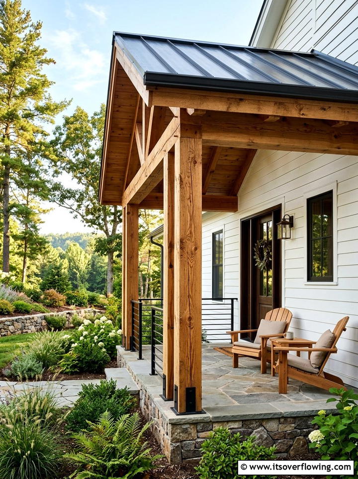Natural Cedar Wood Column Porch - 25 front porch ideas with columns