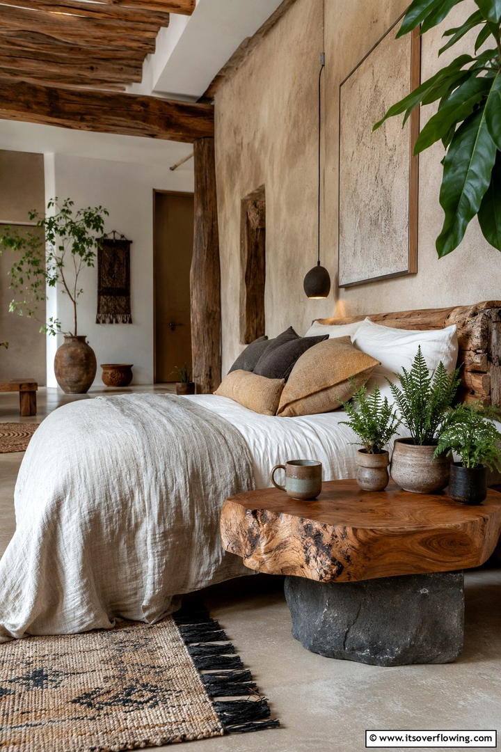 Natural Elements Nightstand - 30 Nightstand Decor Ideas to Enhance Your Bedroom Style