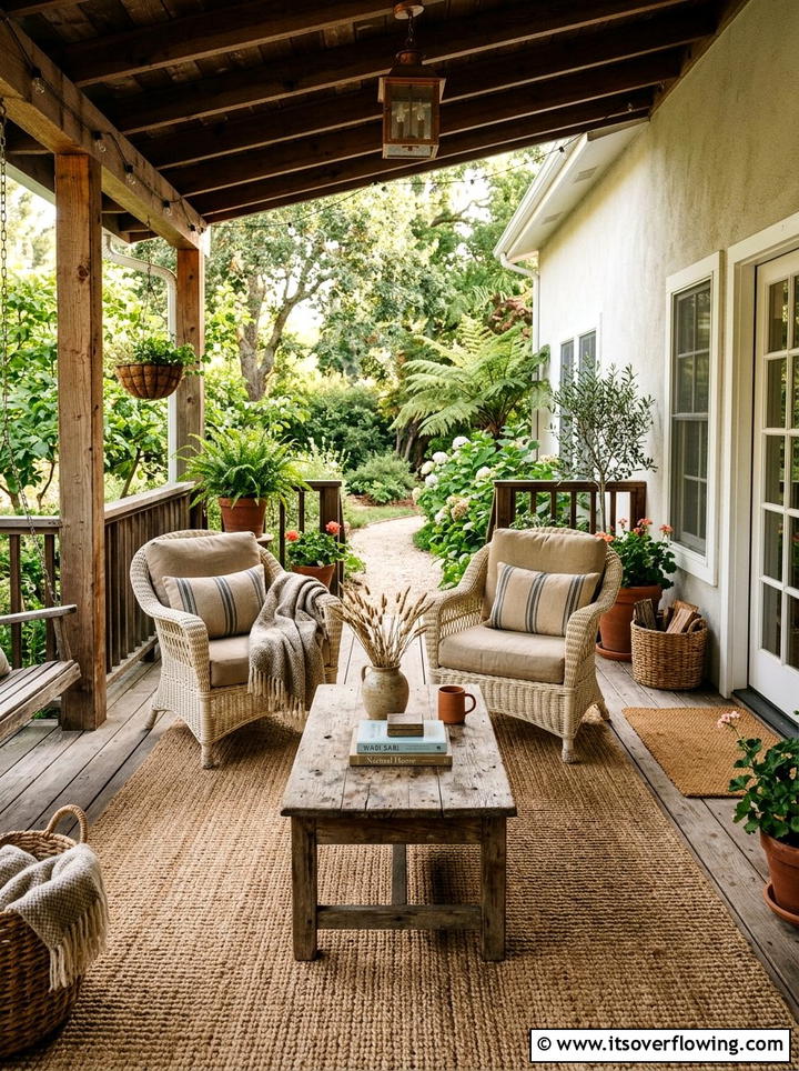Natural Fiber Porch Rug - 25 front porch ideas with neutral decor