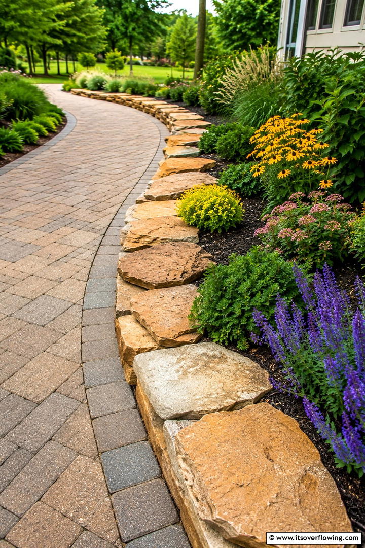 Natural Flagstone Path Border - 30 Stone Garden Edging Ideas for Defined Outdoor Spaces