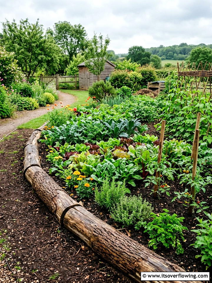 Natural Garden Edging - 25 recycled garden ideas with branch cuttings
