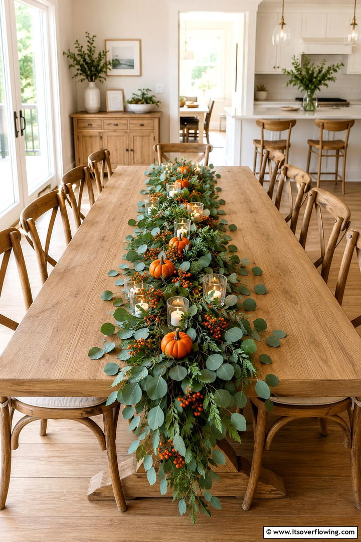 Natural Garland Table Runners - 50 Fall Table Decor Ideas Roundup- Seasonal Styling