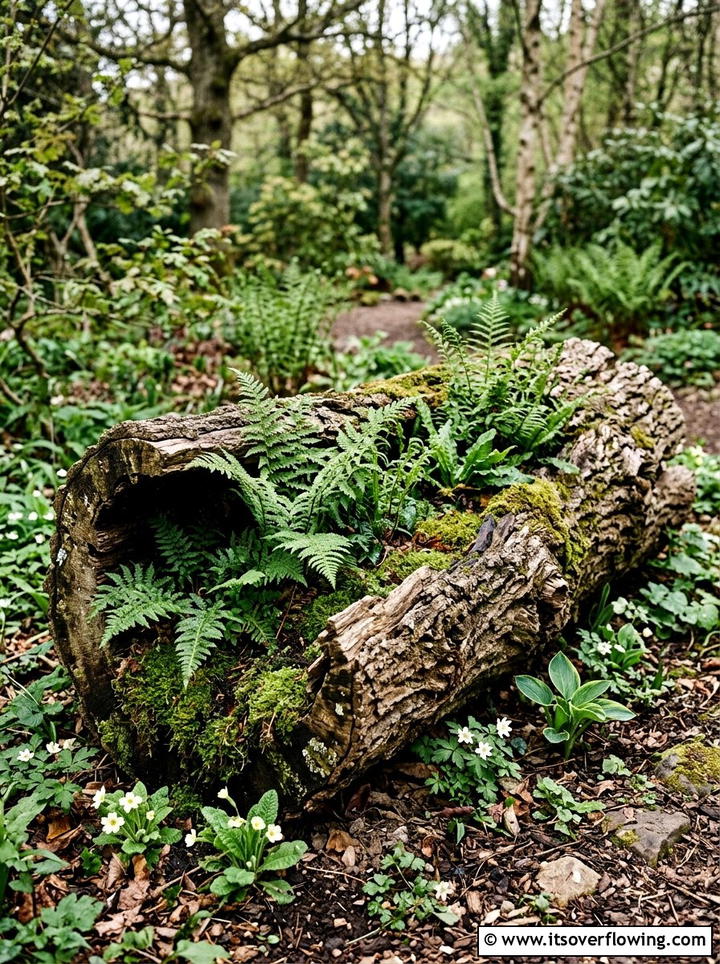 Natural Hollow Tree Log - 25 reusing old things ideas for garden planters