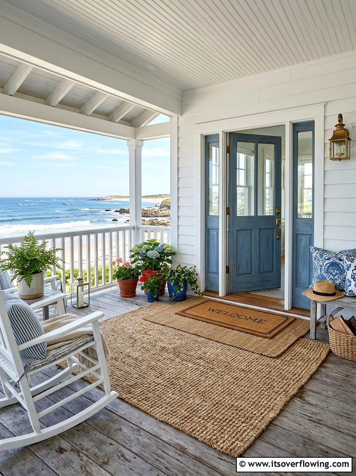 Natural Jute Porch Rug - 25 front porch ideas with layered doormats