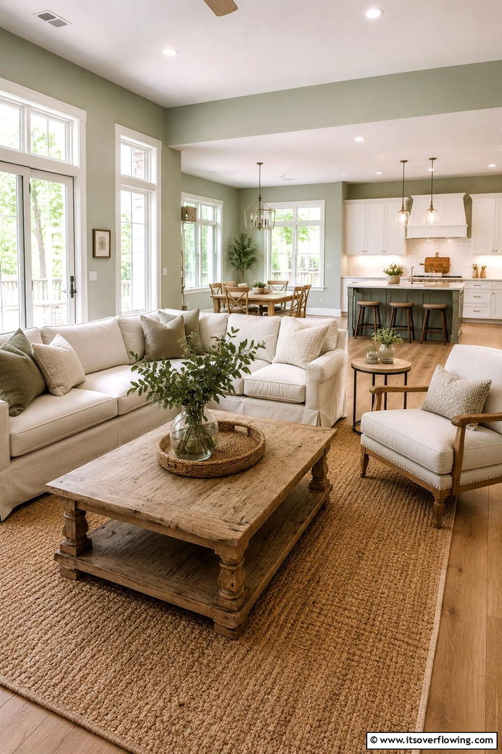 Natural Light and Sage Tones - 30 Rustic Sage Green Living Room Ideas for Earthy Elegance