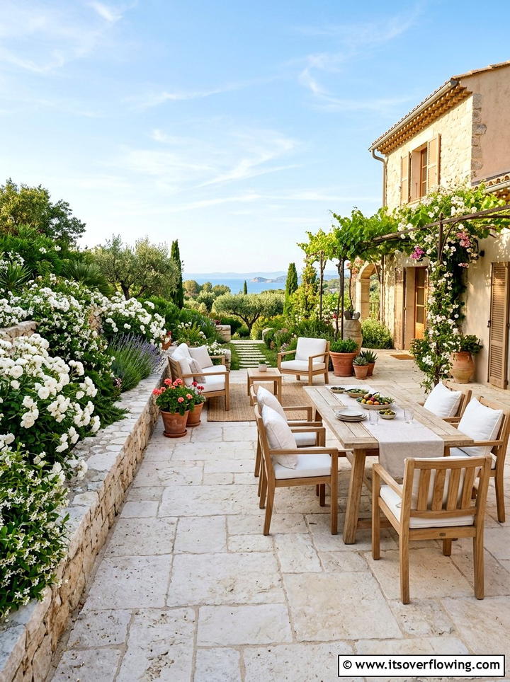Natural Limestone Patio Area - 25 small garden ideas with pavers