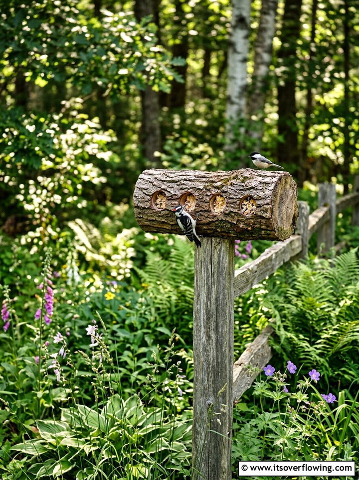 Natural Log Bird Feeder - 25 reusing old things ideas for bird feeders