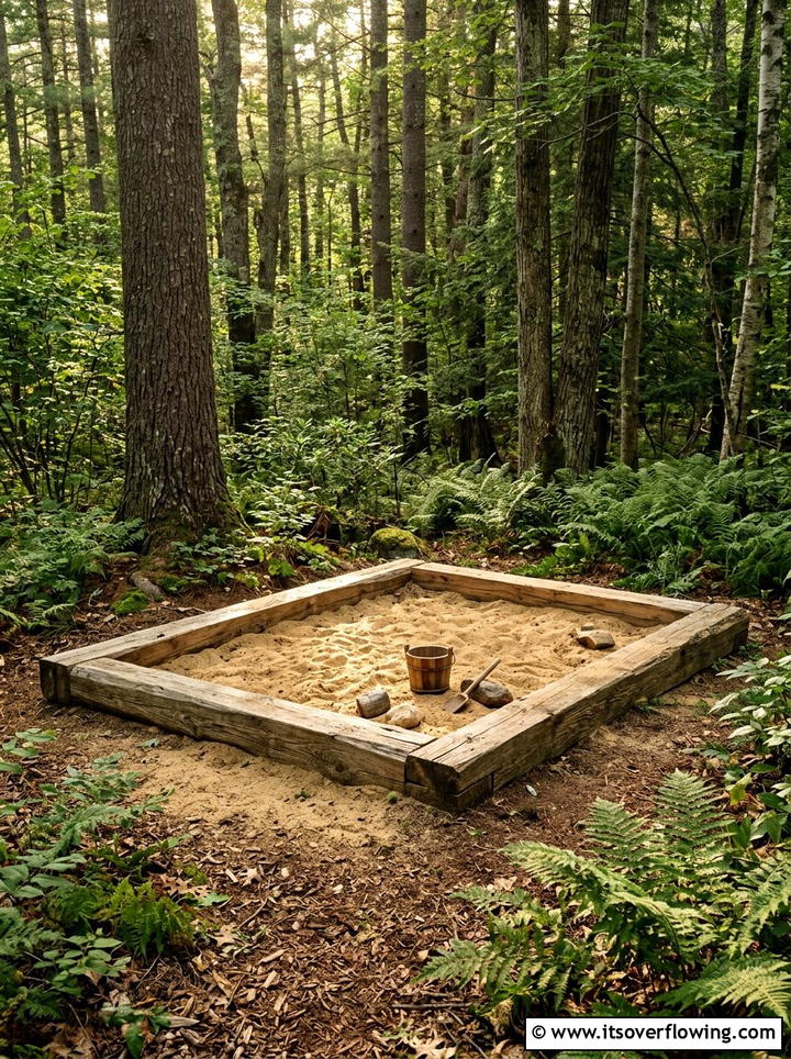 Natural Log Sandbox - 25 backyard ideas with sandbox
