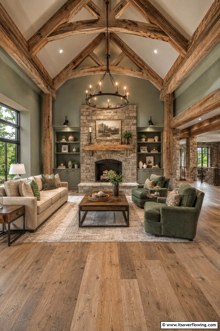 Natural Materials and Rustic Beauty - 30 Rustic Sage Green Living Room Ideas for Earthy Elegance