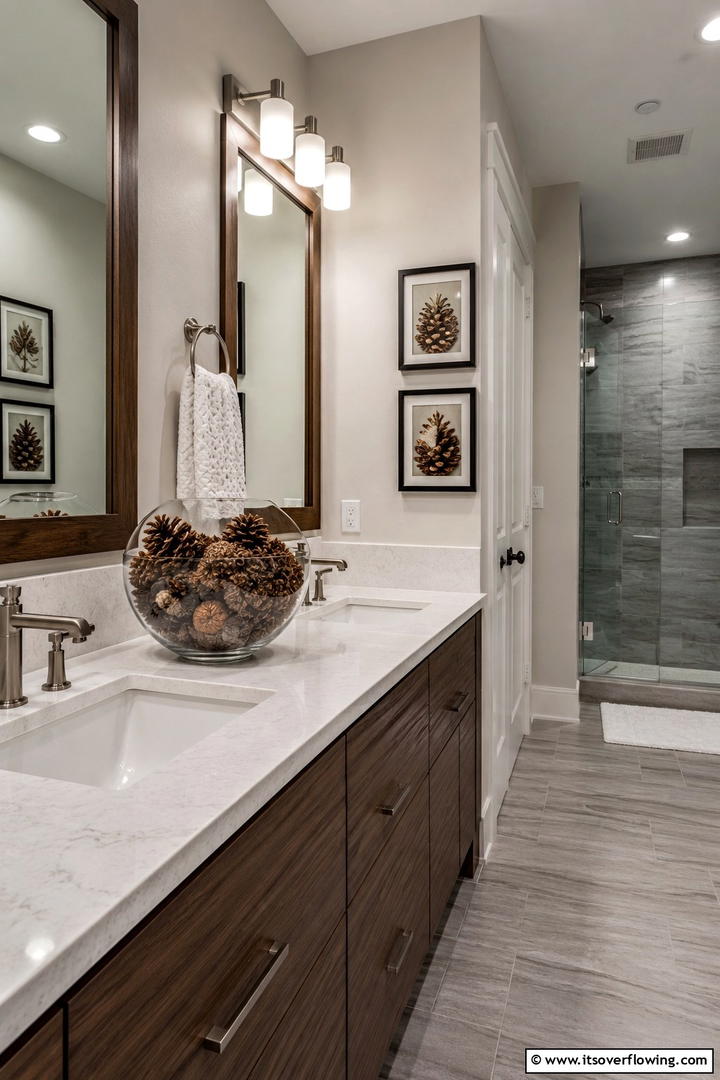 Natural Pine Cone Accents - 50 Fall Bathroom Decor Ideas Roundup- Timeless Tips