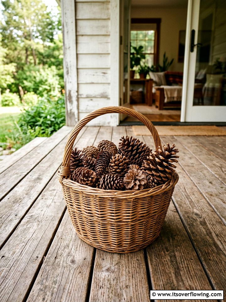 Natural Pine Cone Focal Point - 25 front porch ideas with christmas decor