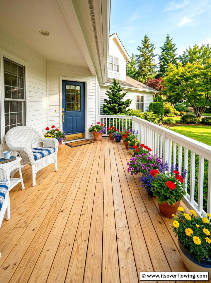 Natural Pine Porch Decking - 25 front porch ideas with wood accents
