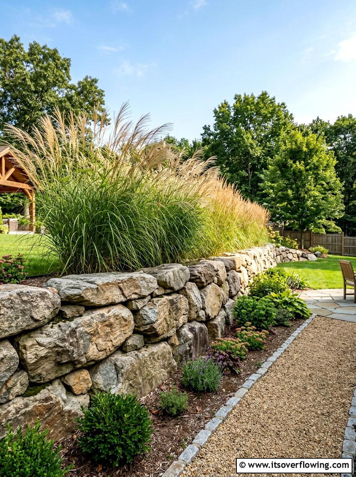 Natural Privacy Wall - 25 backyard ideas with boulder accents