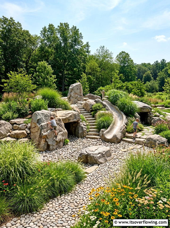 Natural Rocks Playscape - 25 backyard ideas with play area