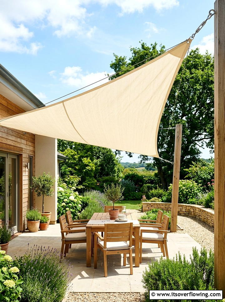 Natural Shade Sail - 25 backyard decorating ideas with zen retreat vibe