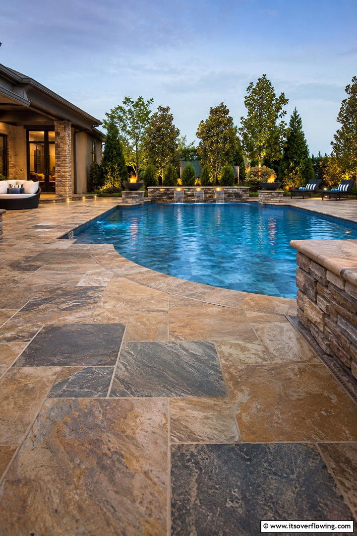 Natural Stone Elegance - 30 Pavers Around Pool Ideas for a Sleek and Safe Design
