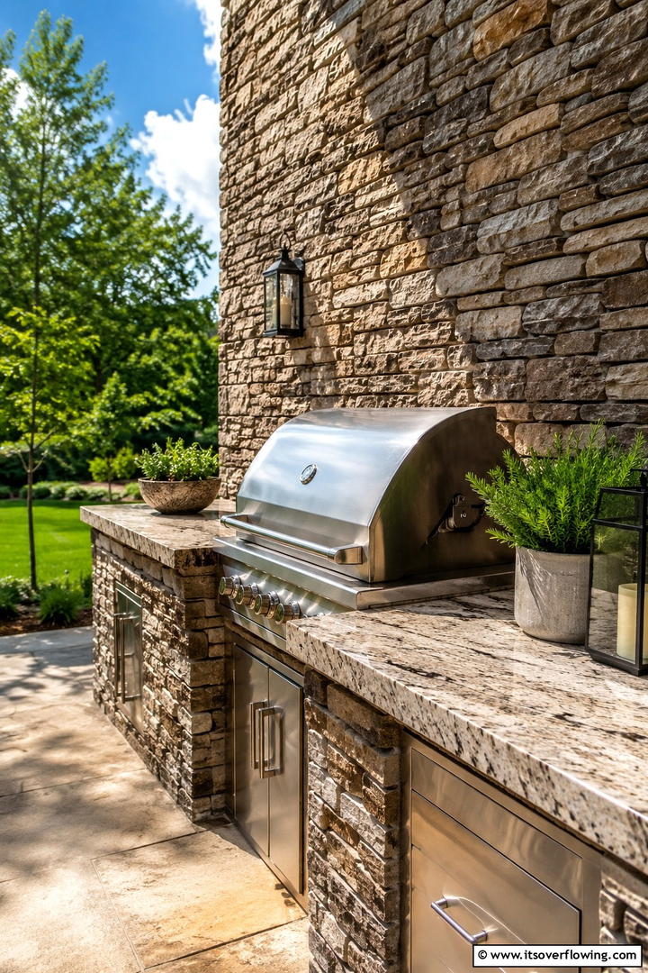 Natural Stone Grill Prep - 30 Rustic Outdoor Kitchen Ideas for Al Fresco Dining