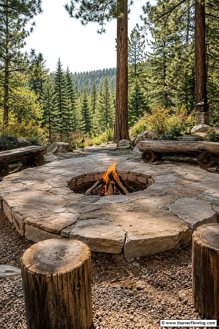 Natural Stone Hearth Fire Pit - 30 Elegant Stone Fire Pit Ideas for Backyard Entertaining