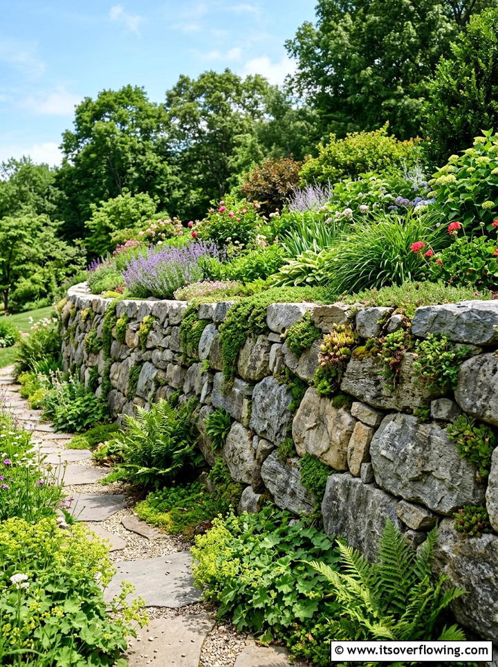 Natural Stone Retaining Wall - 25 backyard ideas with terracing