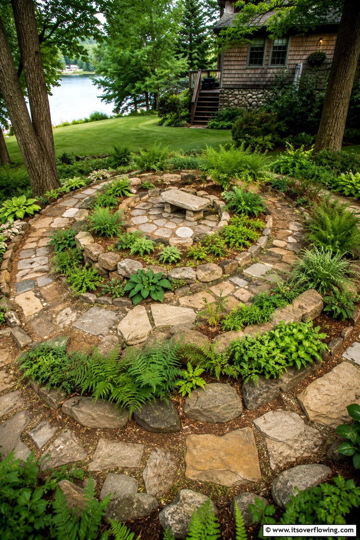 Natural Stone Spiral Retreat - 30 Spiral Garden Design Ideas for Unique Outdoor Layouts