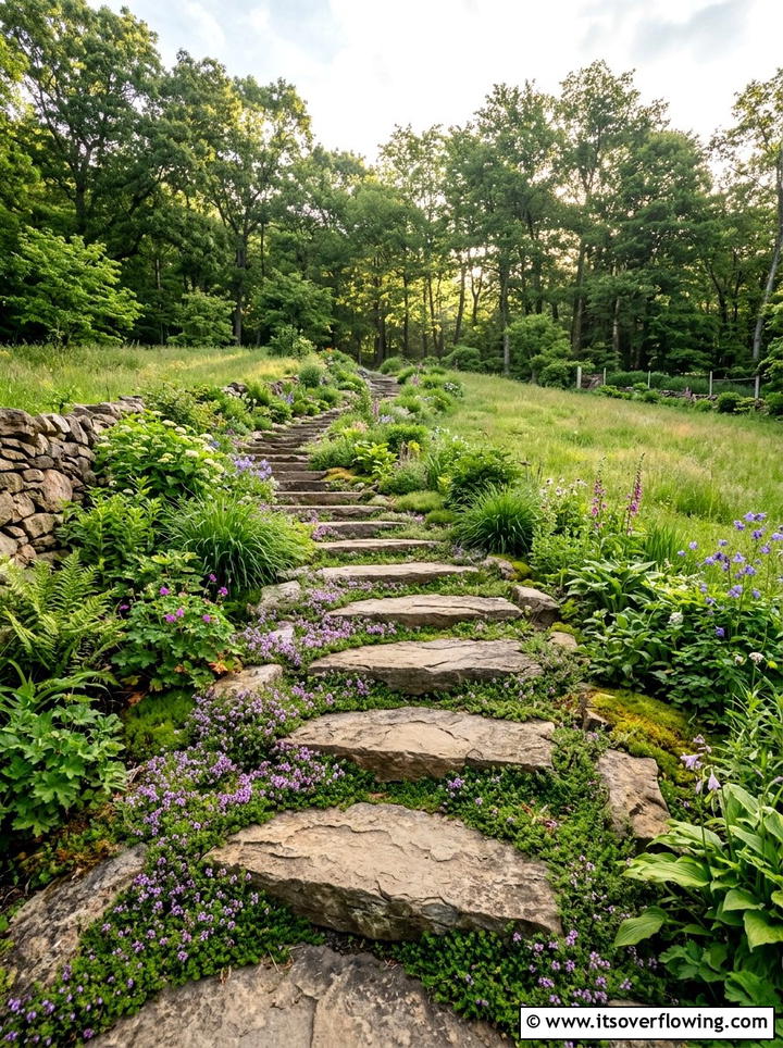 Natural Stone Steps - 25 garden ideas for uneven ground