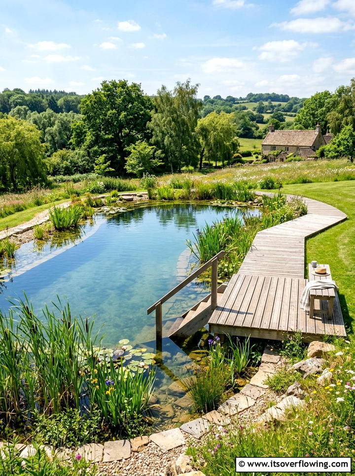 Natural Swimming Pond - 25 garden decor ideas for large gardens