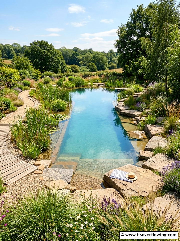 Natural Swimming Pond - 25 creative garden ideas for large yards