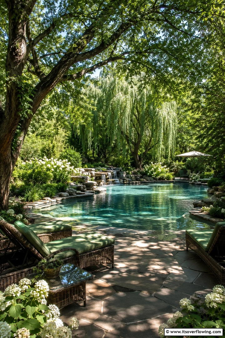 Natural Tree Shade for Eco Friendly Serenity - 30 Pool Shade Ideas for a Cool and Relaxing Oasis