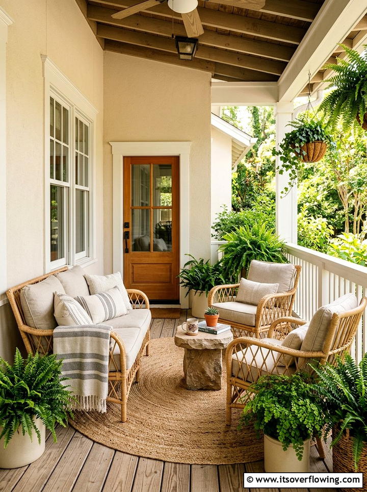 Natural Wicker Porch Furniture - 25 front porch decor ideas with neutral tones