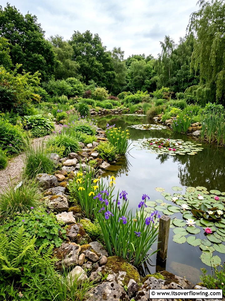 Natural Wildlife Pond Edge - 25 creative garden ideas with cottage layering