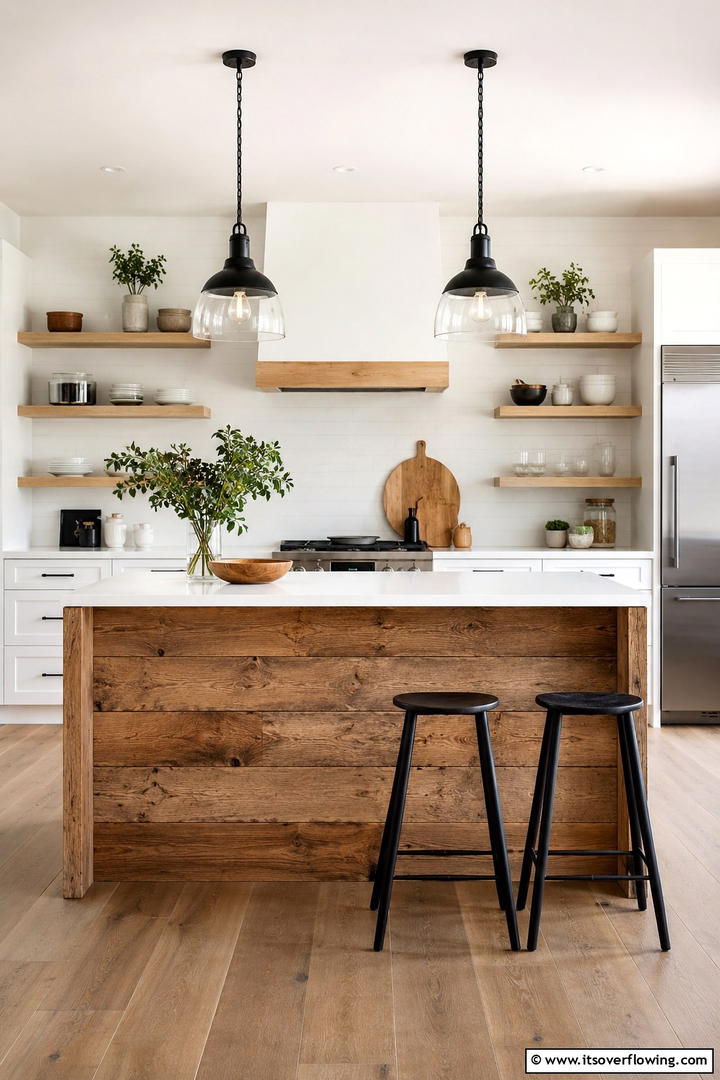 Natural Wood Accents - 30 Scandinavian Kitchen Ideas- Minimalist & Cozy Designs