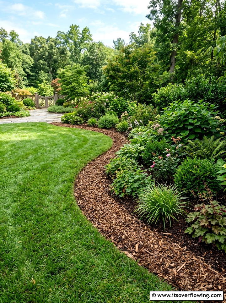 Natural Wood Chip Edging - 25 cheap garden ideas with mulch