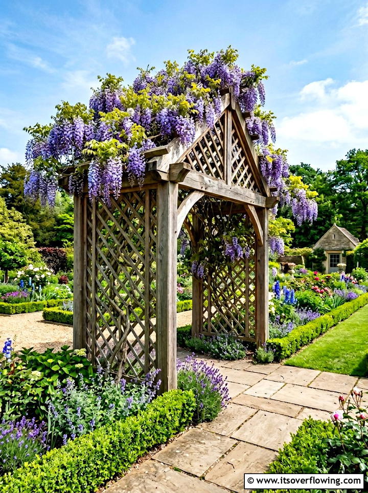 Natural Wood Garden Trellis - 25 garden decor ideas with wood art