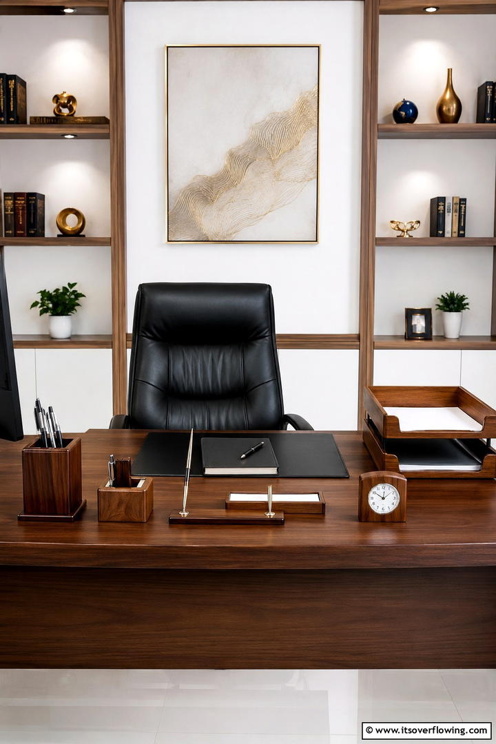 Natural Wood Office Accessories - 50 Fall Office Decor Ideas for A Sleek, Calm Workspace