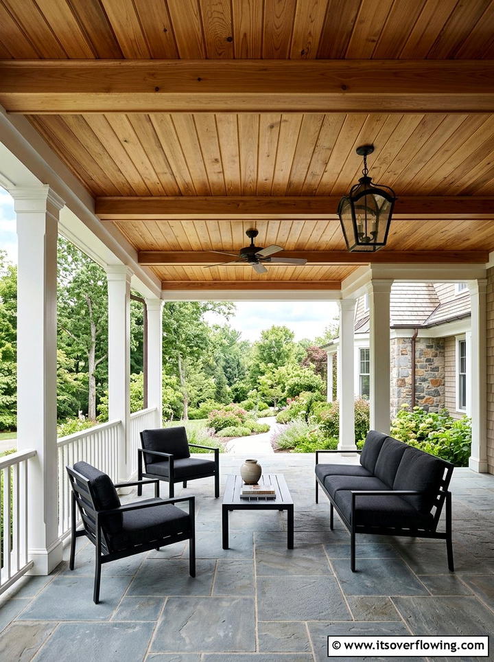 Natural Wood Porch Ceiling - 25 front porch ideas with farmhouse style