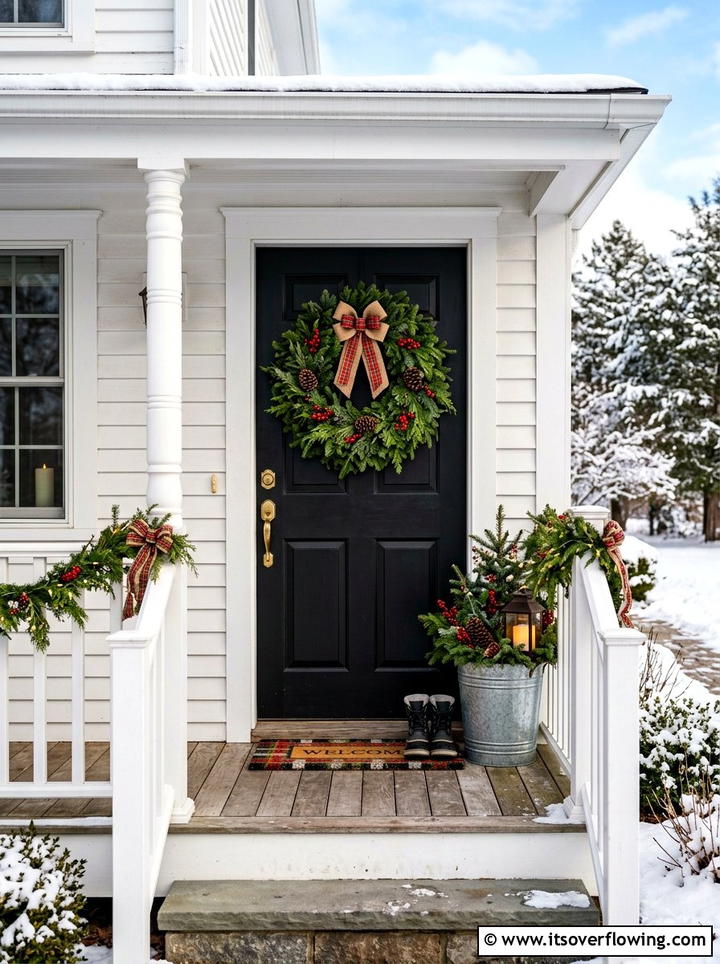 Natural Wreath Decor - 25 front porch ideas for cold climates