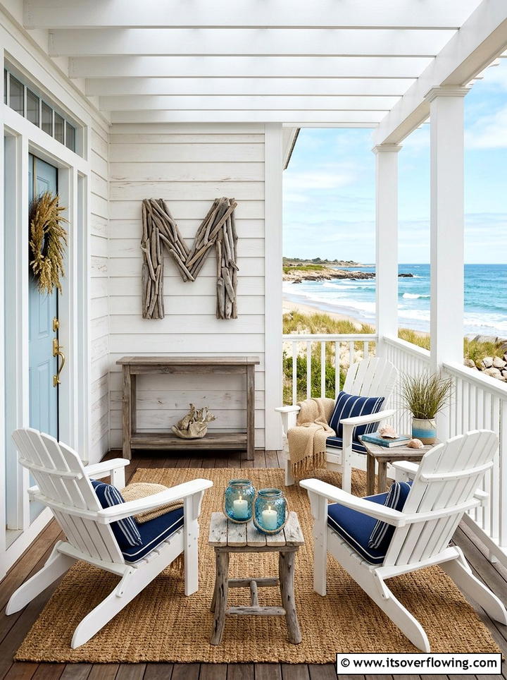 Natural driftwood wall initial - 25 front porch ideas with monogram decor