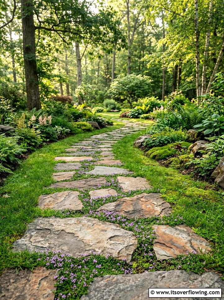 Natural flagstone walkway - 25 garden decor ideas with stepping stones